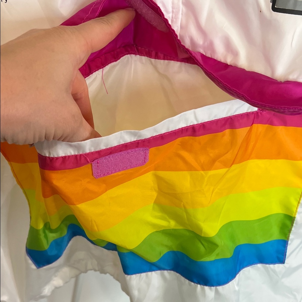 Polaroid White rain hoodie with Rainbow Accents NWoT size L - Picture 3 of 10